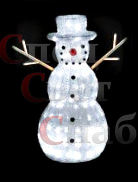Светодиодный Снеговик с ветками. Акриловый.