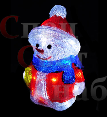 Светодиодная фигура "Снеговик в костюме Деда Мороза" 31см Новинка