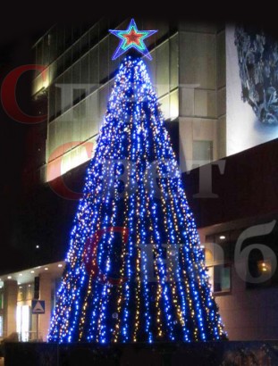 Световая подсветка деревьев "Клип-лайт" 100м Синяя на елку