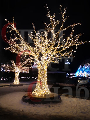 Светодиодная фигура Дерево-Клен, металлокаркас, теплое-белое свечение
