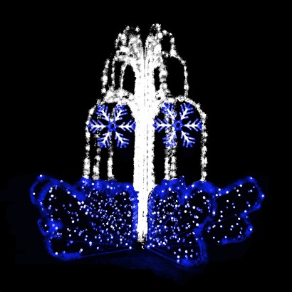 Зимний фонтан cо снежинками 2,5 х 3 м Сине-белый