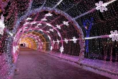 Светодиодная арка "Тоннель световой" 3м х 18м. Розовый