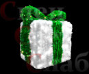 Светодиодная фигура "Новогодний подарок" 130 см х 100 см х 100 см Зеленая лента