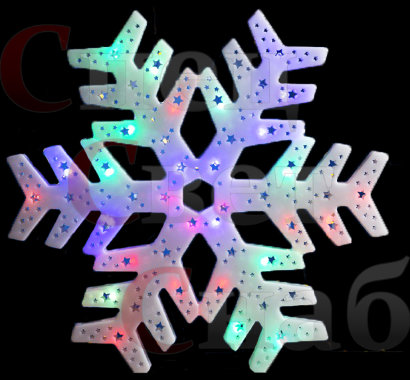 Светодиодная снежинка Разноцветная 42 см Новинка