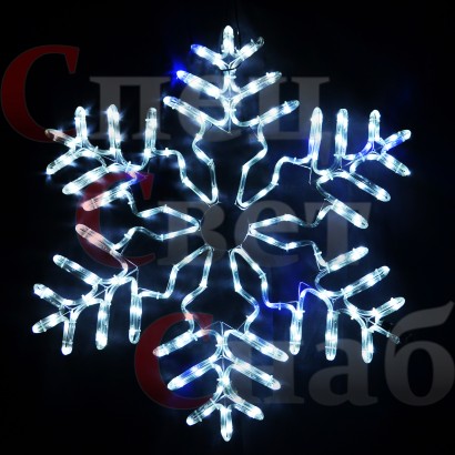 Светодиодная снежинка Белая с синим мерцанием 85 см
