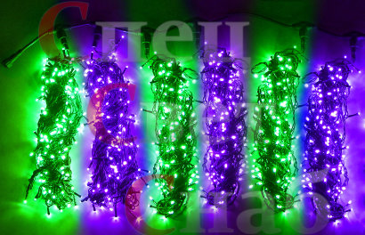 Гирлянда Клип лайт "Спайдер" Зеленый/Фиолетовый 6 х 20 м  Постоянное свечение