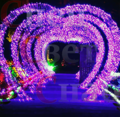 Светодиодная арка "Сердце" фиолетовое 4х2,7х0,6м