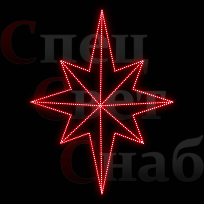 Макушка Северная звезда на елку 2D красная 100 см
