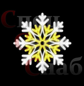 Светодиодная снежинка. Желто-белая.