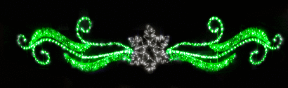 Светодиодная перетяжка Небесный узор со снежинкой Бело-зеленая