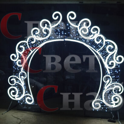 Световая арка "Снегурочка снежная" 3м белый неон