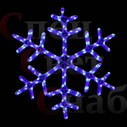 Светодиодная макушка на елку Снежинка уличная из дюралайта d=60 см синяя