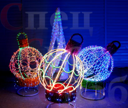 Световые фигуры комплект Елка цифровая и три шара