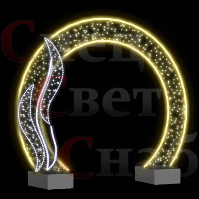 Свето-декоративная композиция с мерцанием- живыми переливами - арка "Перо"