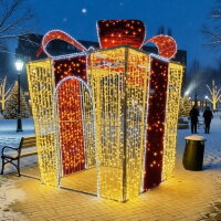 Световая уличная арка "Подарок" 3.5х2.5 м теплый белый